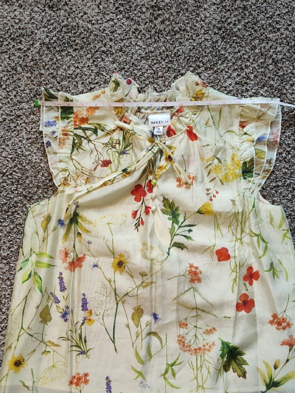 Bailey 44 Cream Floral Tie-Front Ruffle Sleeve Top - Picture 6 of 9